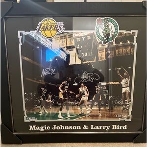 Magic Johnson and Larry Bird, sign autograph with patches